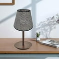 thumbnail image 2 of Pantalla de lámpara tejida de imitación de ratán moderna para lámpara de mesa, lámpara colgante E27 Negro, 2 of 8