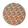 thumbnail image 1 of Floral Mouse Pad for Computers, Meadow Blossoms in Contrast Tones Strawberries Natural Folk Pattern, Round Non-Slip Thick Rubber Modern Mousepad, 8" Round, Coral Dark Yellow and Green, by Ambesonne, 1 of 2