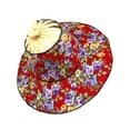 thumbnail image 2 of 2 in 1 Sunhat Foldable Bamboo Hand Fan Creative Wide Brim for Picnic Dancing Pro red flower, 2 of 8