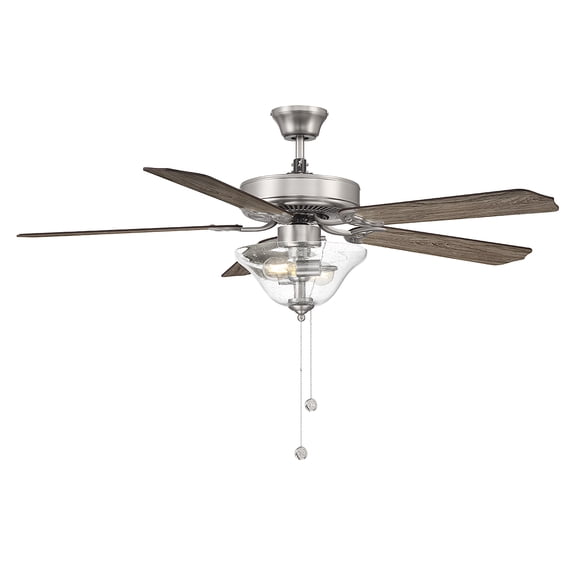 Trade Winds Tobias 52" 2-Light Ceiling Fan in Brushed Nickel with Clear Bubble Glass