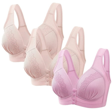 3PC Womens BrasWomen s No Steel Ring Breathable Gathering Front Opening Buckle Bra Full Coverage Underwear BrasWoman Underwear