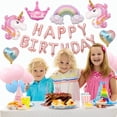 thumbnail image 4 of Ezzo Unicorn Balloon and Banner Birthday Party Decoration Set Pink 18 Pieces, 4 of 5
