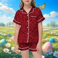 thumbnail image 2 of Satin Pajamas for Girl Printed Button Down Sleepwear Set Kids Pajamas Nightgown Christmas Pjs Kids 8-9 Years Girls Fashion, 2 of 4