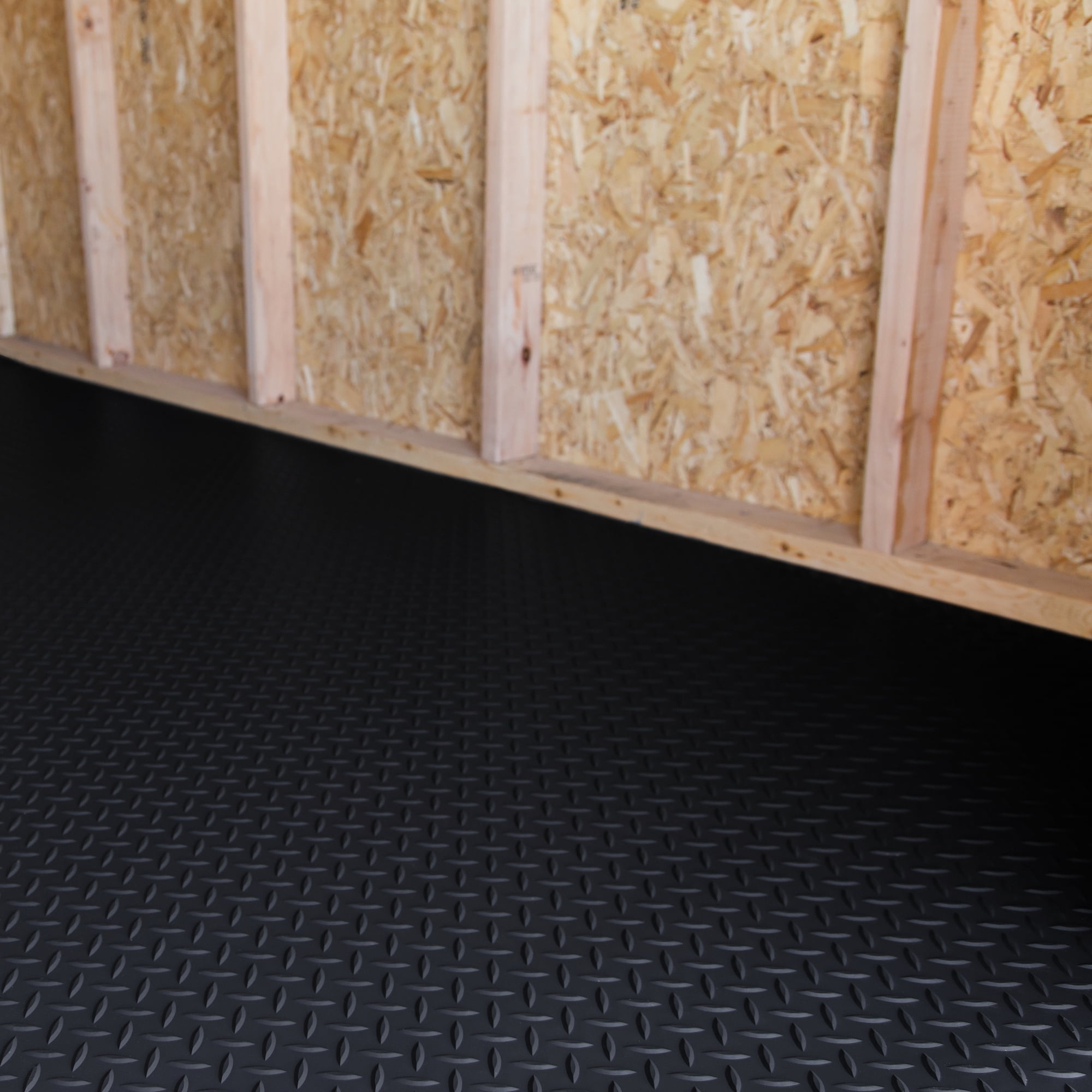 G-Floor Diamond Tread Vinyl Shed Flooring Cover - Midnight Black