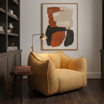 GOMYHOME Oversized Bouclé Accent Chair, Mid-Century Modern Armchair, Cozy Yellow/Ochre