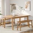 thumbnail image 7 of Solid Wood Dining Bench, 39" Wooden Bench for Entryway, Bedroom, Kitchen & Living Room, with Shoe Rack Storage, Light Brown, 7 of 7