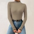 thumbnail image 2 of DHFJKG Women Ruffles Knit Ribbed Sweater Base Top Casual Turtleneck Slim Fit Long Sleeve Layering Pullover Autumn Winter Soft Jumper Tops, 2 of 4