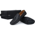 thumbnail image 3 of mio marino mens loafers - italian dress casual loafers for men - slip-on driving shoes - in gift shoe bag - urbane pebble leather loafer - black - size us-8d(m) | uk-7.5 | eu-42, 3 of 7