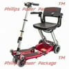 Free Rider USA - Luggie Elite - Lightweight Foldable Scooter - 4-Wheel - Red - PHILLIPS POWER PACKAGE TM - $500 VALUE