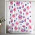 thumbnail image 5 of Purple Pink Spring Floral Small Stall Shower Curtain, Waterproof Shower Curtains for Bathroom, Summer Botanical Flower Washable Fabric Bath Curtain for Bathtub Decoration with Hooks 36x78 Inches, 5 of 9