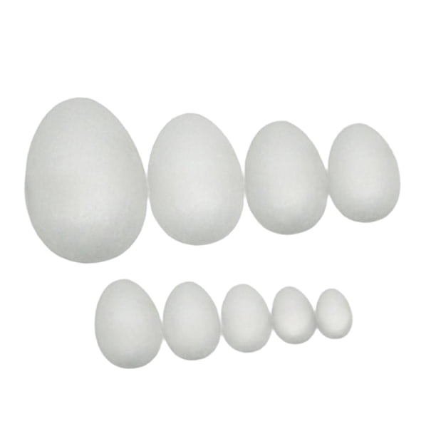 9 huevos de espuma de Pascua para pintar, sin pintar, color blanco, para proyectos decorativos. estilo B