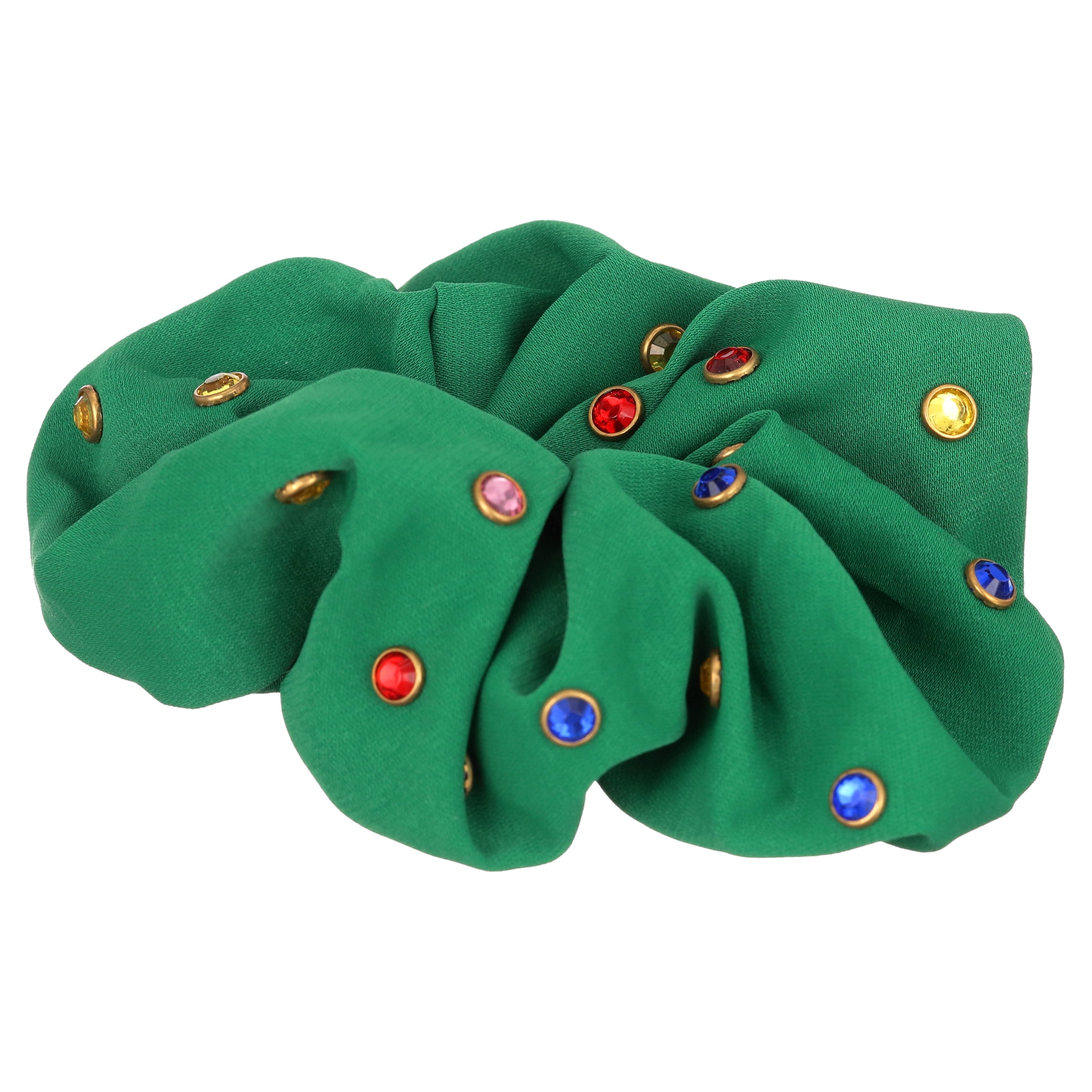 Packed Party “Such a Stud” Rhinestone Studded Green Polyester Hair Scrunchie, Ponytail Holder