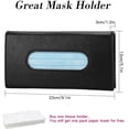 thumbnail image 2 of OTOSTAR Car Sun Visor Mask Holder Case Tissue Box Holder, Black PU Leather Auto Napkin Box Holder Backseat Paper Towel Box with 1 Tissue Refill, 2 of 7