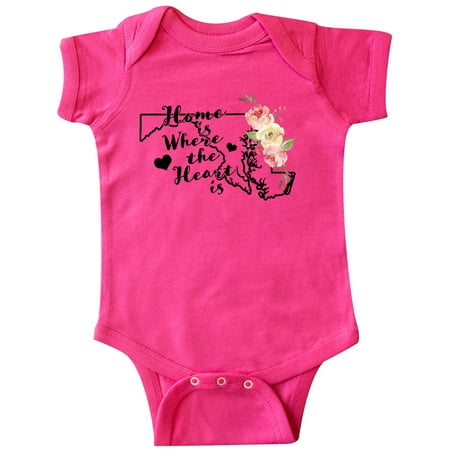 

Inktastic Maryland Home is Where the Heart is with Watercolor Floral Gift Baby Boy or Baby Girl Bodysuit