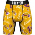 thumbnail image 2 of Men's Rock Em Socks Gold Los Angeles Lakers All-Over Logo Boxer Briefs & Crew Socks Combo Pack, 2 of 3