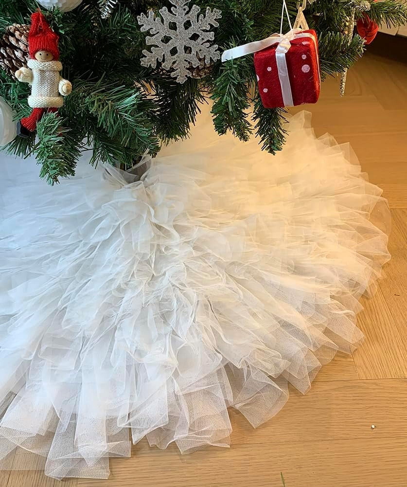Jupe De Sapin De Noël En Origami Blanc - Diamètre 60 Cm - Élégante Et Facile à Ranger - 11