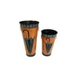 thumbnail image 2 of 21- 16 Inch Metal Umbrella Stands- Black Engraved Artwork- Set of 2- Orange, 2 of 5