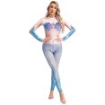 thumbnail image 2 of iixpin Womens Mermaid Costume Jumpsuit Long Sleeve Fish Scale Print Mock Neck Bodysuit One Piece Light Blue M, 2 of 6