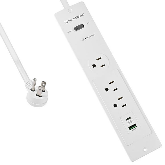 Recessed 3-Outlet PD20w Surge Protector Power Socket with 1 PD20W + 1 QC3.0 Ports, 6Ft