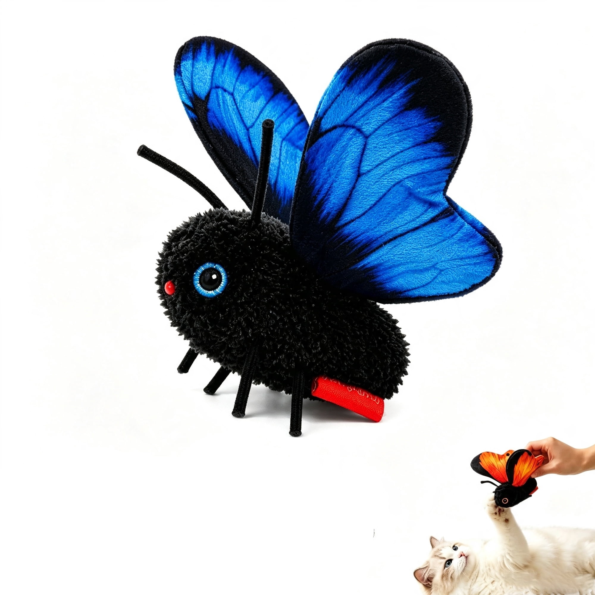 Smart Sensing Flapping Butterfly Toy Interactive Cat Teaser Toy Rechargeable Motion-Activated Butterfly with Realistic Flapping Wings