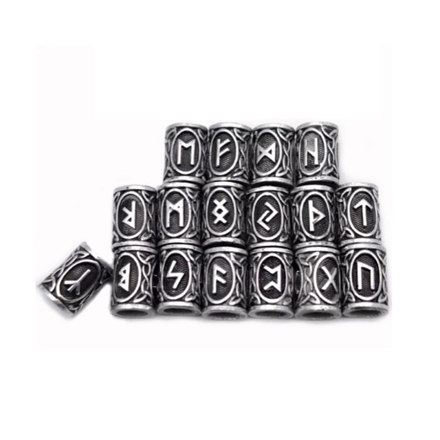 Paquete de 24 cuentas de barba trenzado rastas tubo pasador de pelo estilo vikingo Quick Beader pinzas para el cabello regalos collar joyería plata antigua Inevent AP008961-01B