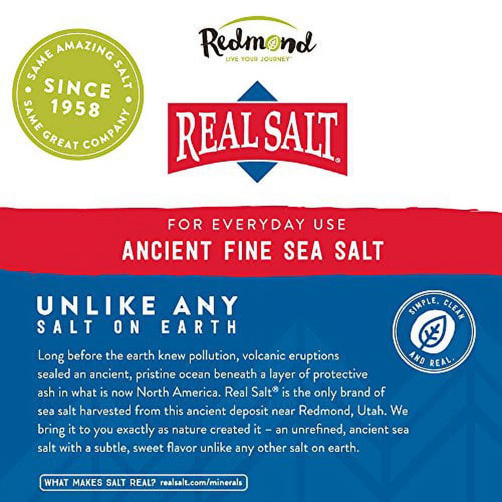 Redmond Real Salt, Ancient Fine Sea Salt, Unrefined Mineral Salt, 26 Ounce Pouch (2 Pack)