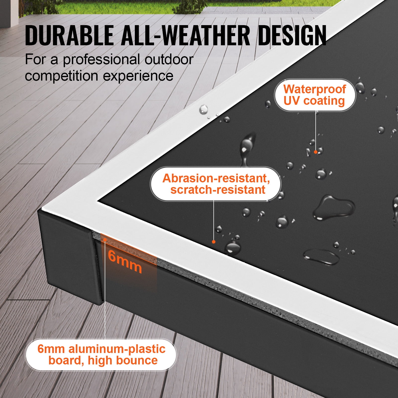 KFFKFF Table Tennis Set, Pro-Level Ping Pong Experience, Weather-Resistant Aluminum Play Surface for Both Indoor & Outdoor, Easy-to-Move Folding Design with Secure Locking Wheels
