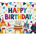thumbnail image 4 of Cute Cat Themed Happy Birthday Background Backdrop Banner for Birthday Party Decorations Photography Props Photo Booth Decors, 4 of 8