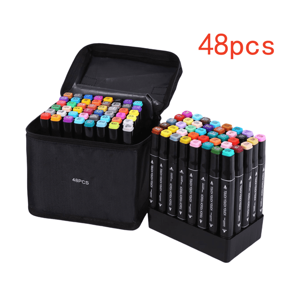 48 Colors Alcohol Markers Set, Dual Tips Blender Art Pens for Drawing, Sketching, Coloring, Adults for Drawing Coloring Highlighting and Underlining