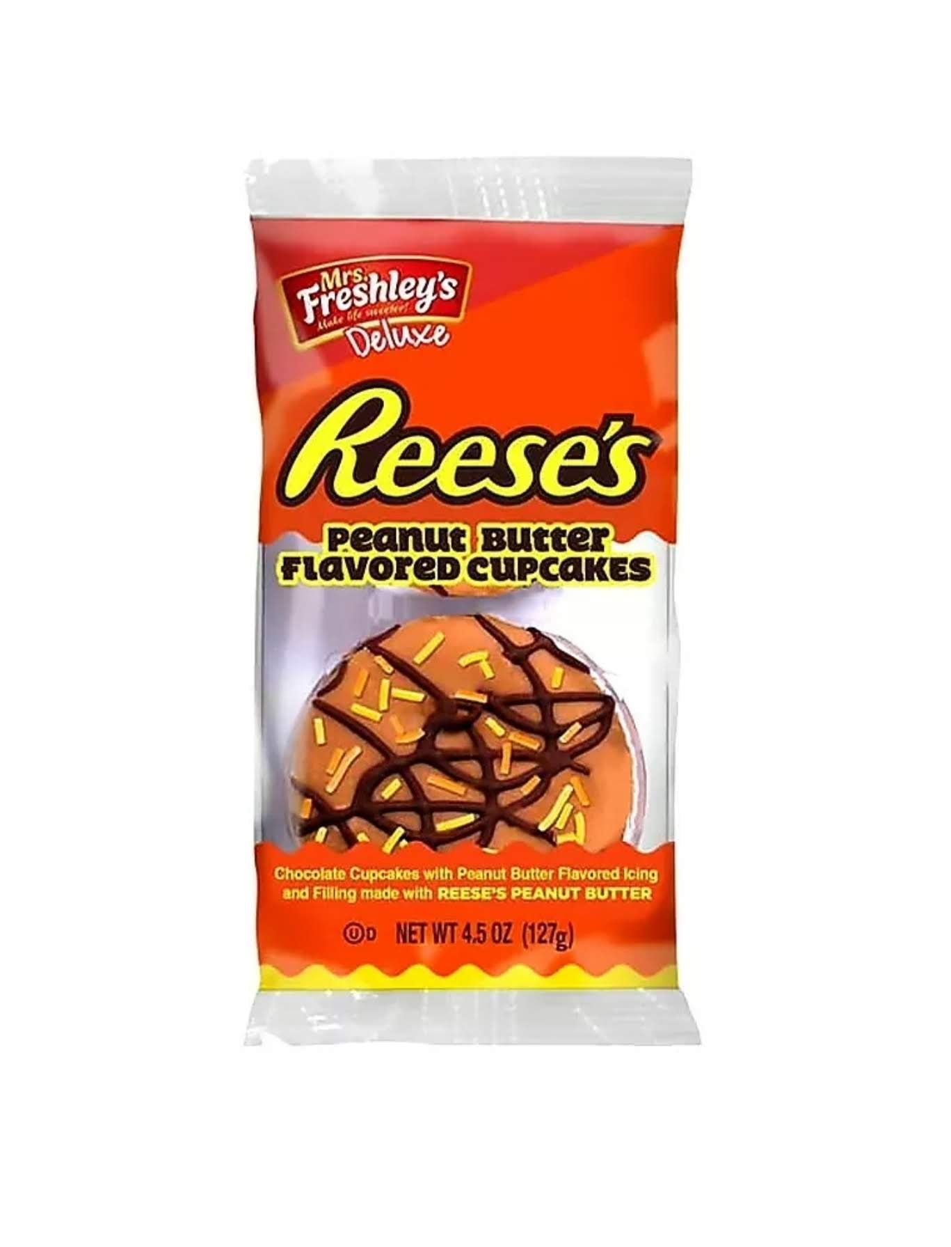 2 Mrs Freshley S Deluxe Reese S Peanut Butter Cupcakes 4 5 Oz Walmart Com Walmart Com