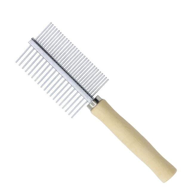 SLYNSHome Cat Comb Dog Comb Stainless Steel Teeth,Wood Pet Comb Grooming Tool for Kitty Puppy Rabbits - Double Row