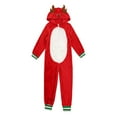 thumbnail image 4 of RUTAYY Family Matching Pajamas Fuzzy Long Sleeve Color Block Warm Cozy Reindeer Print Christmas Sleepwear Xmas Eve Party Fashion Playful Jumpsuits, 4 of 8