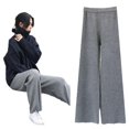 thumbnail image 2 of Pantalones anchos de punto con caída para mujer, otoño e invierno, sueltos, rectos, de cintura alta, drapeados, estilo retro suave, pantalones de fregado, 2 of 3