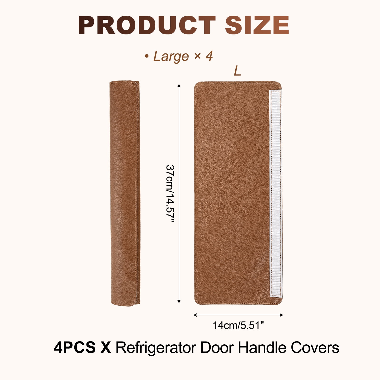 Uxcell 4Pcs Refrigerator Door Handle Covers, PU Leather Kitchen Appliance Handle Protector, Anti-Static Fridge Handle Cover Keep Your Microwave Oven Dishwasher Clean, Brown