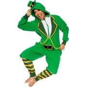 Women's Slim Fit Leprechaun One Piece - Plush St Patrick's Holiday Costume Jumpsuit by FUNZIEZ! (Green, Medium)