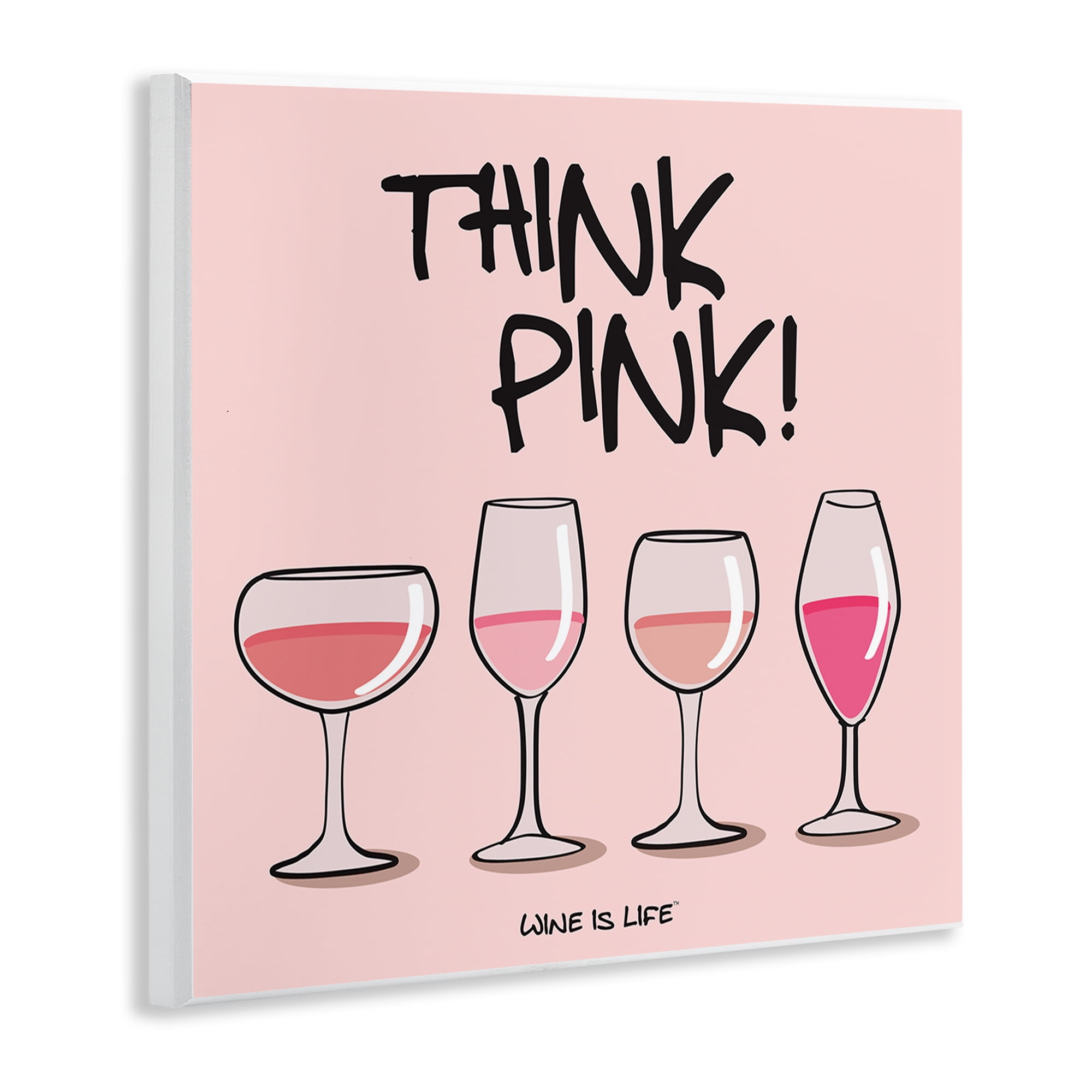 Stupell Industries Think Pink Champagne Food & Beverage Painting Unframed Art Print Wall Art, 12 x 12