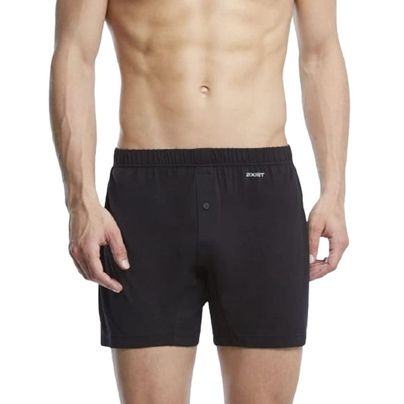 2(X)IST Men's Pima Cotton Knit Boxer Black, Large