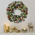 thumbnail image 5 of BINGTAOHU 18 Inch Norfolk Pine Wreath with Bells & Blue Navy Bow Ribbon Christmas Wreaths for Front Door Christmas Door Wreath Christmas Table Decorations Artificial Cedar Wreath for Home Outdoor, 5 of 7