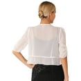 thumbnail image 5 of YONGHS Women Shrugs Sheer Cardigan Summer Short Sleeve Open Front Cropped Bolero White 3XL, 5 of 7