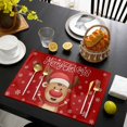 thumbnail image 3 of Merry Christmas Placemats Set of 6, Red Winter Xmas Cartoon Deer Snowflake Placemats for Dining Table, Place Mats for Kitchen Tabletop, Waterproof Wipeable Dining Table Mats Set, 3 of 9