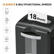 Bonsaii Paper Shredder 18-Sheet Cross Cut Shredder for Home Office with Wastebasket