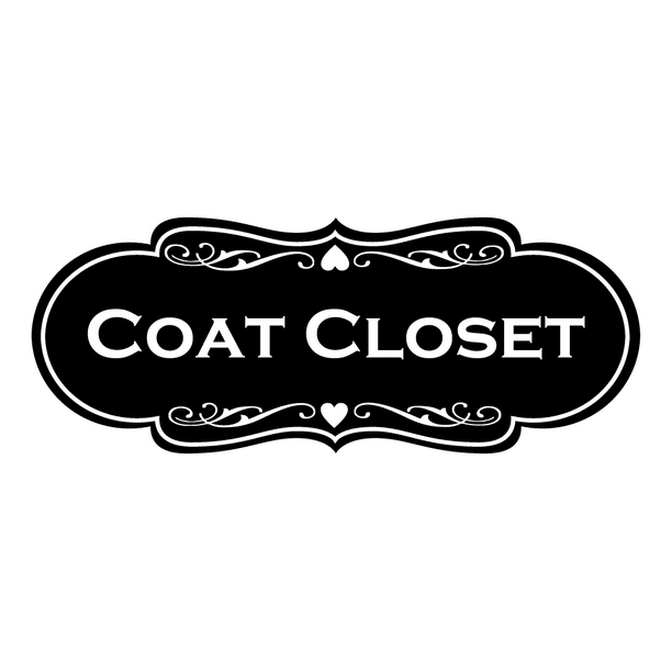 Signs ByLITA Designer Coat Closet Sign (Black) Medium