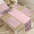thumbnail image 2 of Ambesonne Pink and White Table Runner & Placemats, Fish Bones Hearts, Placemat 4 pcs + Runner 12"x72", Pale Pink and White, 2 of 2