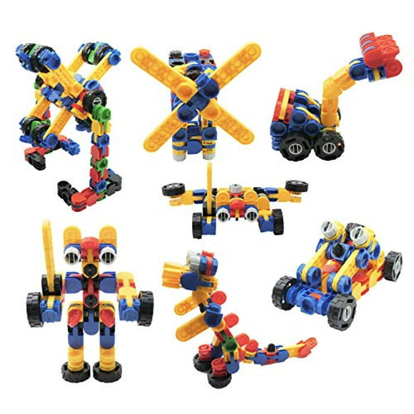 Skoolzy Klikio STEM Toys Kit. Creative Building Blocks Educational Construction 98 Pc Learning Games Set. Ages 3 4 5 6 7 8 9 10 Year Old Boys or Girls
