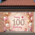 thumbnail image 5 of Pink Gold Theme Happy 100th Birthday Banner Princess Crown Design 100th Birthday Display Sparkling Sequins Balloon Decorations Centenarian Birthday Backdrop for 100th Birthday Party Princess Theme, 5 of 8
