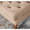 thumbnail image 2 of Linon Kacie Square Button Tufted Ottoman, Dark Walnut/Tan Velvet, 2 of 8