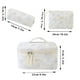 thumbnail image 3 of Bolsa de cosméticos de gran capacidad con estampado floral y doble cremallera. Organizador de maquillaje de viaje para guardar artículos de aseo y papelería, 3 of 4