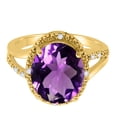 thumbnail image 3 of Mauli Jewels Rings for Women 4.53 Carat Oval Shaped Amethyst and Diamond Ring 4-Prong 10K Yellow Gold, 3 of 6