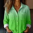 thumbnail image 2 of Breezora Women's Blouse Waffle Texture Button Down Long Sleeve Fall Shirt for Cozy Work and Camping Comfort L Size Green, 2 of 7
