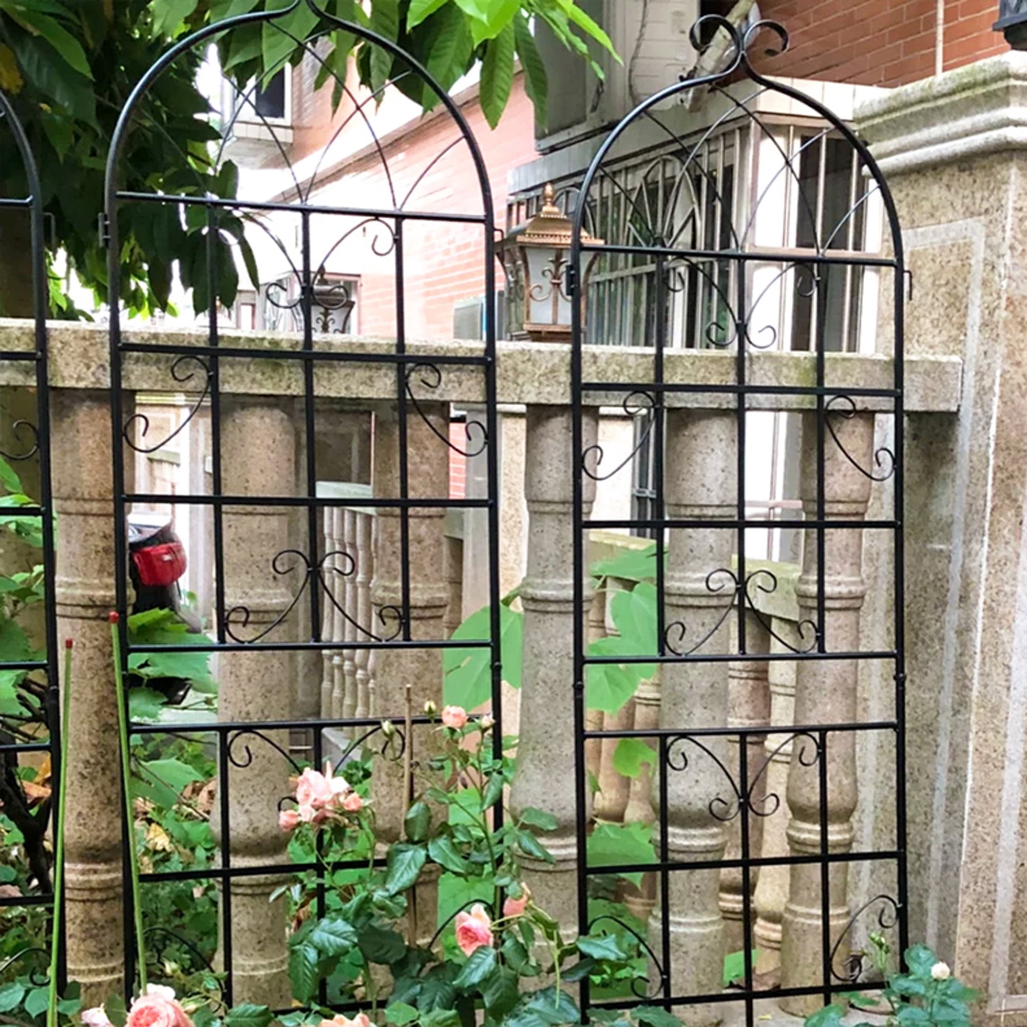 Miniyam 71" x 19.7" Metal Garden Trellis, 4 Pack Rustproof Trellis for Climbing Plants Outdoor Flower Support, Black